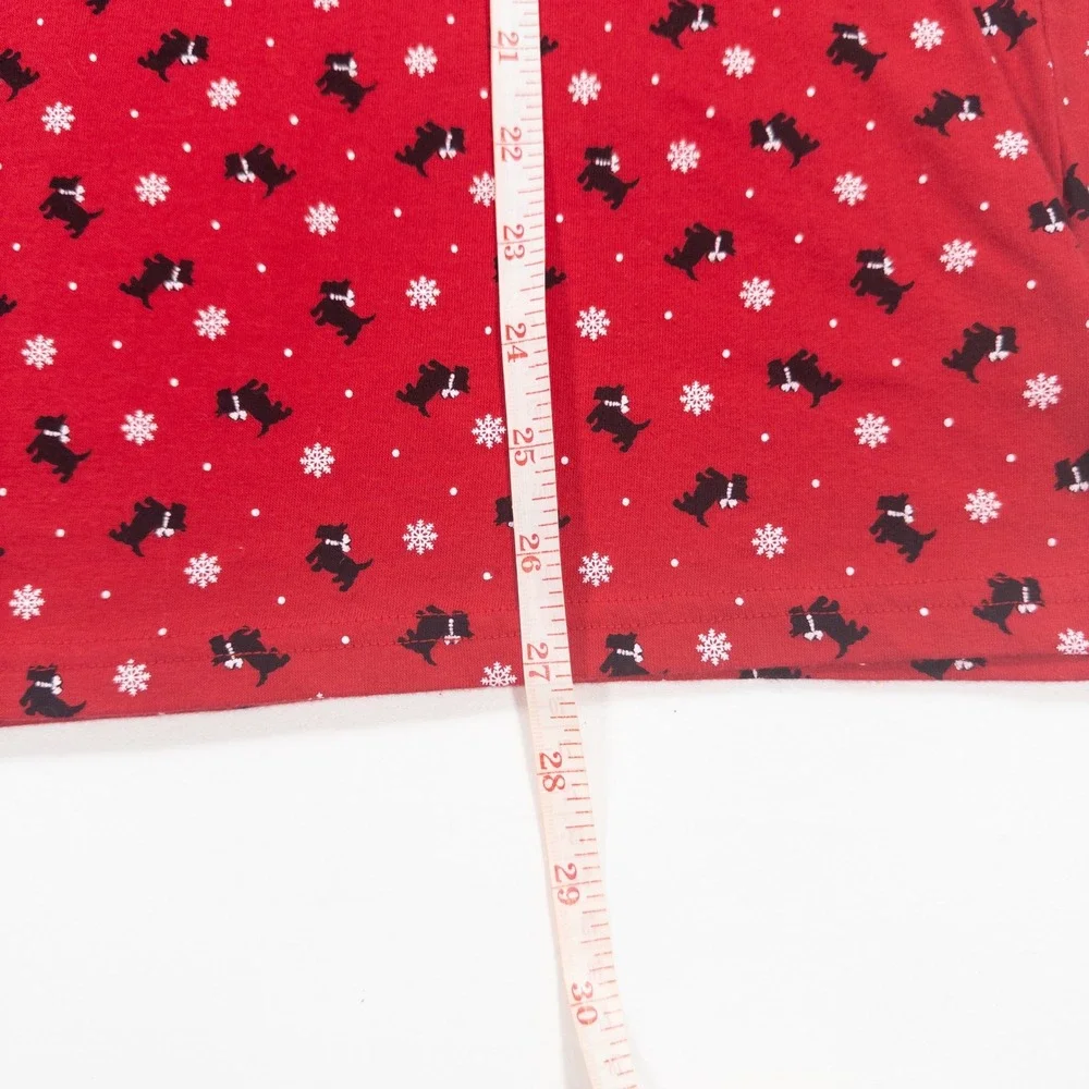 90s Womens Red Scottie Dog Print Turtleneck White Stag Long Sleeve Top L/G - Picture 6 of 8